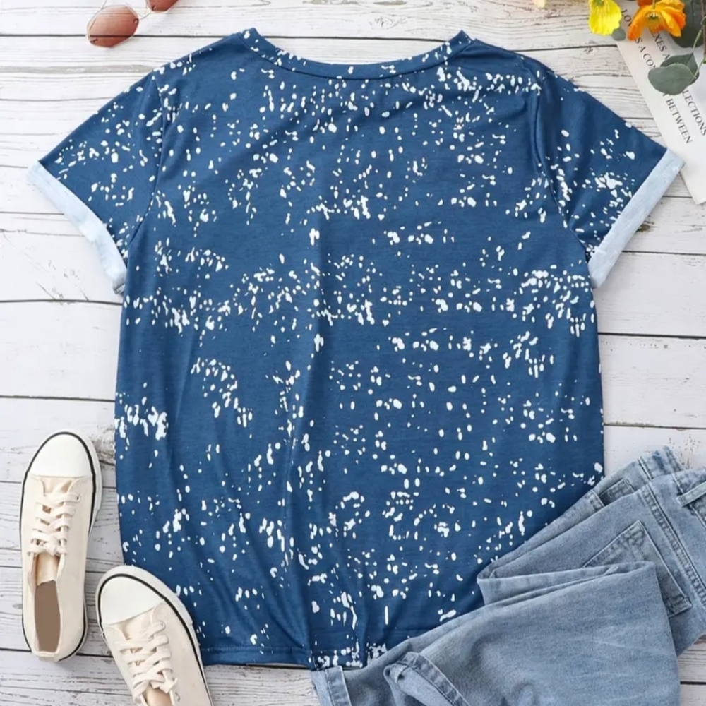 NWT !! Women's Plus Size Casual Blue Graphic Lettering Fashion Top!!💖💖 - Picture 11 of 12